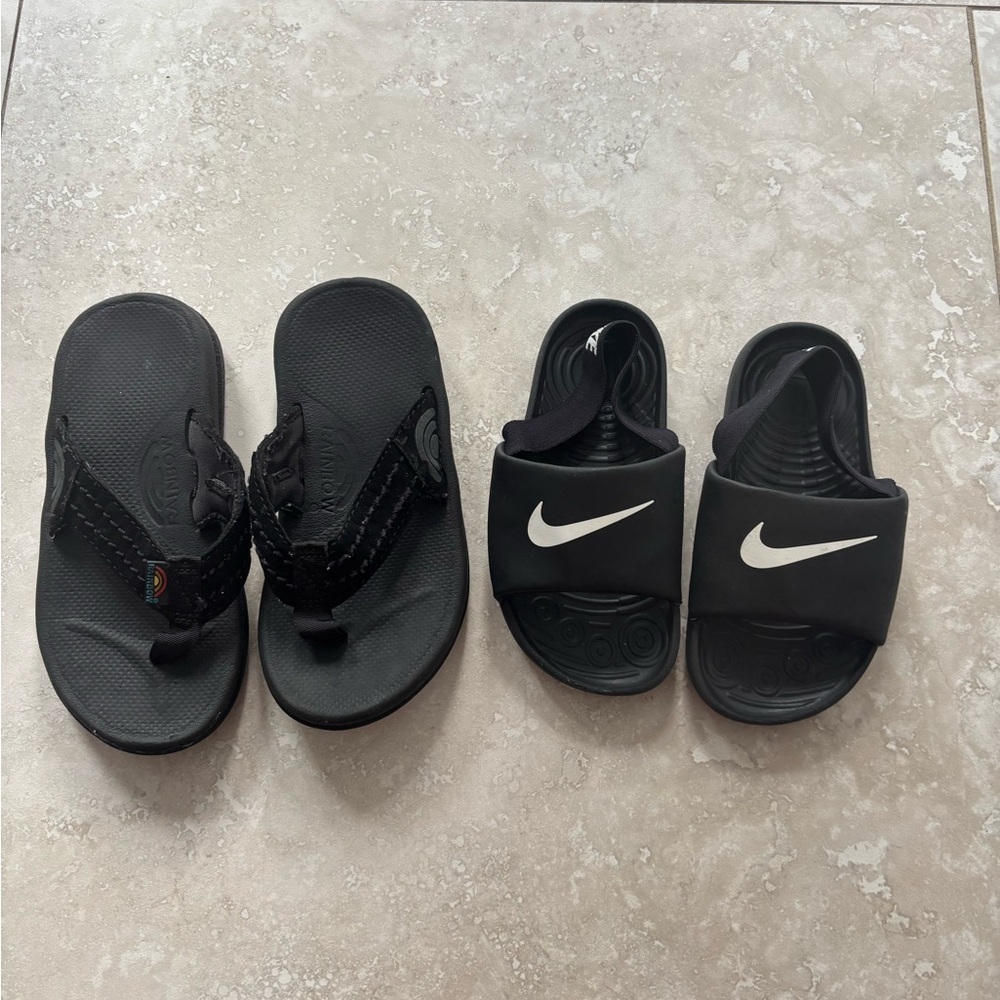 Nike toddler sandals 10c + rainbow sandals